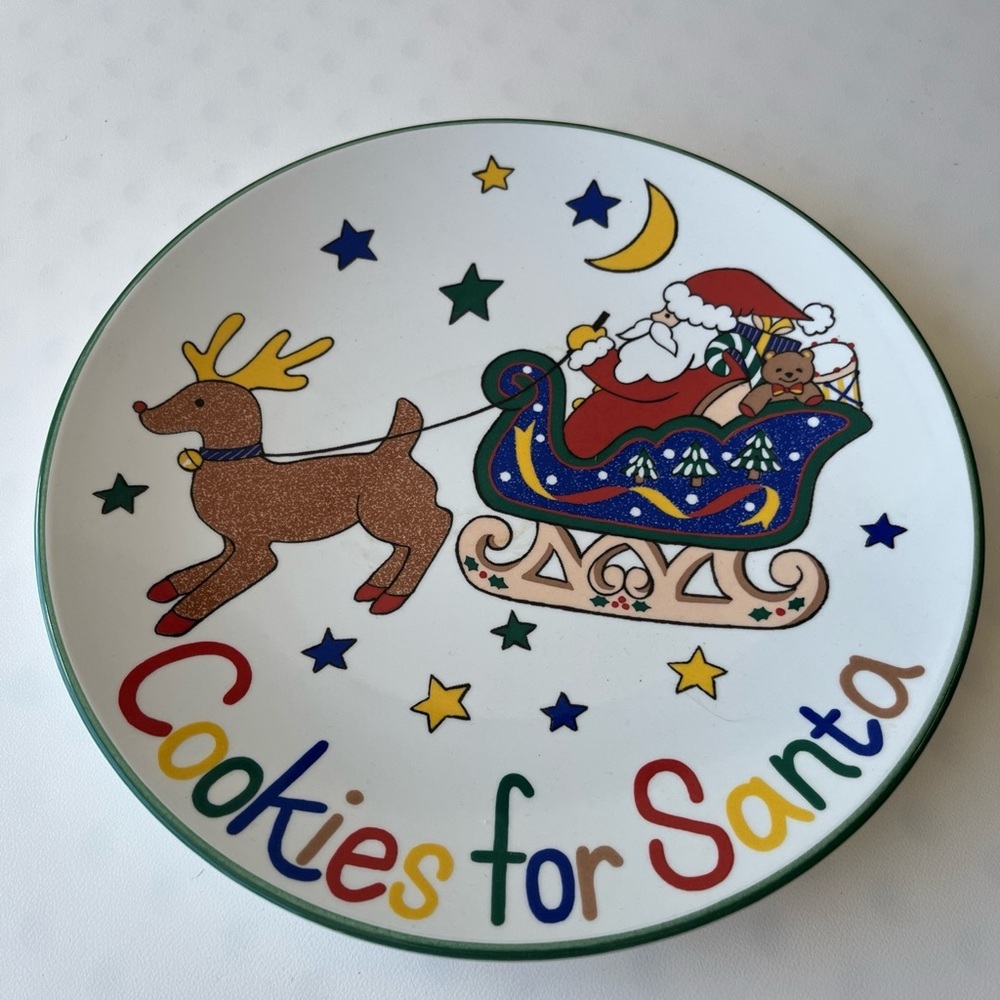 Mikasa "Cookies for Santa" Christmas Plate | Reindeer Santa Sleigh